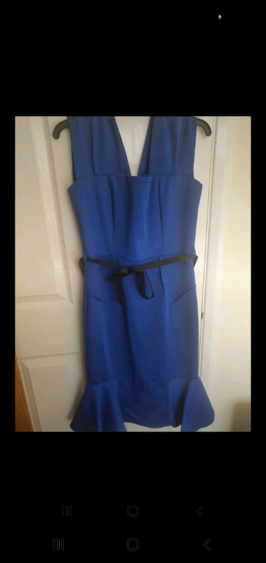 image for Blue work dress velvet tie
