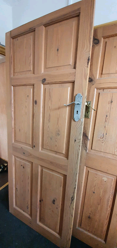 image for 6 panel solid oak doors (2 available)