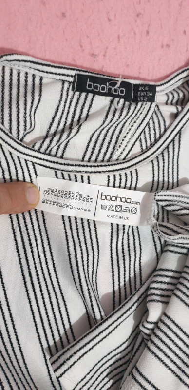 Boohoo New Dusky white  Striped Blouse   Size 6 ~ 8 , RRP £32.
