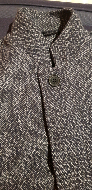 Mens button coat.size small navy and white 