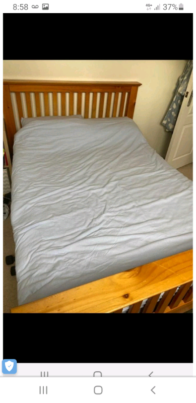  Pine wooden double bed frame 