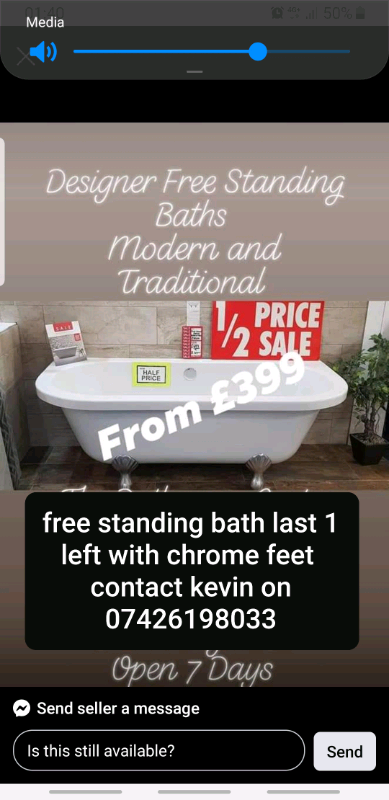 image for Freestanding bath and chrome legs