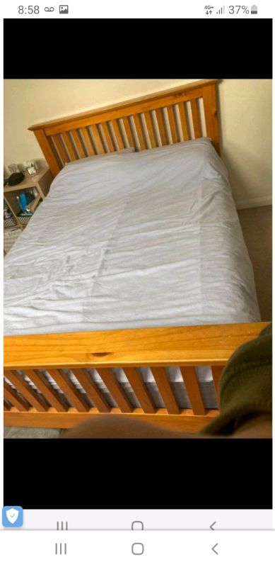  Pine wooden double bed frame 