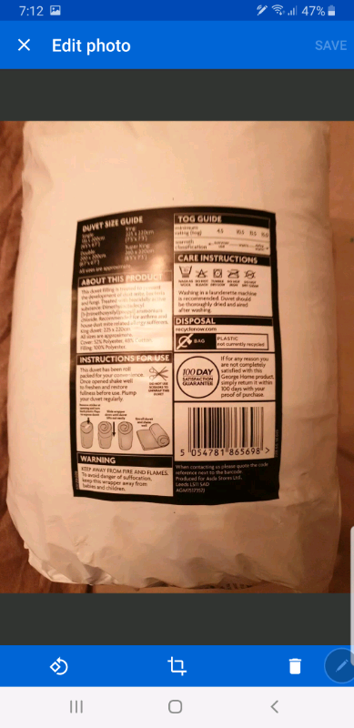 George Home Anti Allergy Cotton Blend Duvet