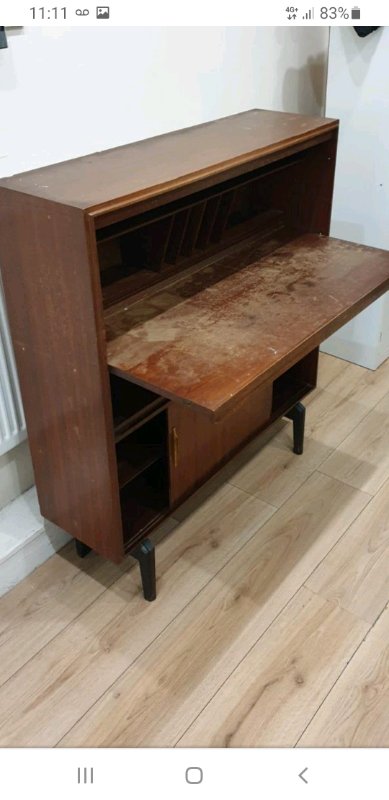 Mid Century Writing bureau Retro desk Mid Century sideboard 