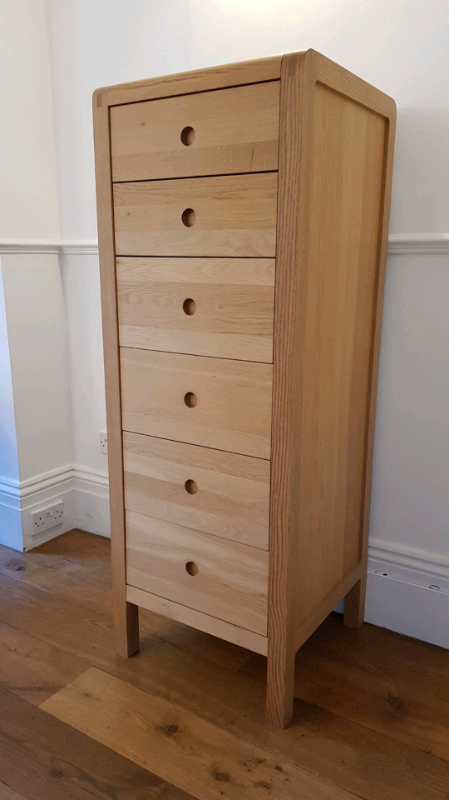 Habitat Radius Solid Oak 6 Drawers Chest Of Drawers Tallboy 