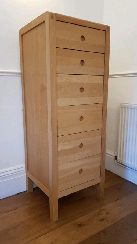 Habitat Radius Solid Oak 6 Drawers Chest Of Drawers Tallboy 