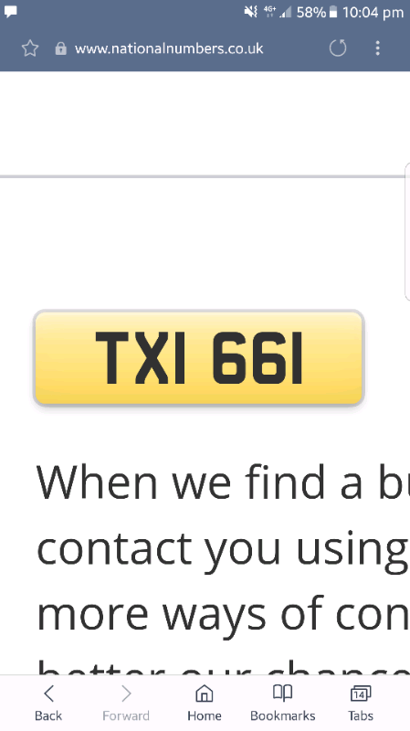 Taxi number plate (cab, black cab, private hire, mini cab) 
