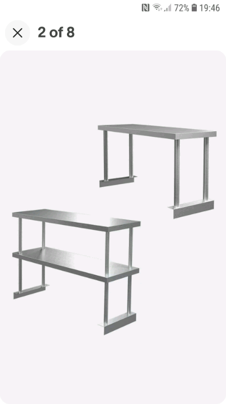 image for Stainless steel over table shelf 2tiers brand new 5ft