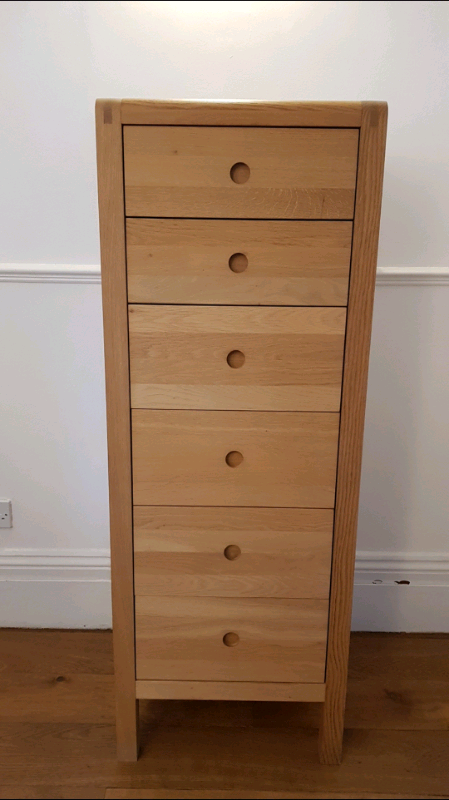 Habitat Radius Solid Oak 6 Drawers Chest Of Drawers Tallboy 