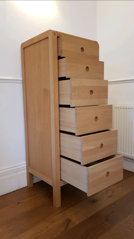 Habitat Radius Solid Oak 6 Drawers Chest Of Drawers Tallboy 