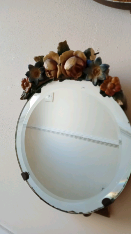 image for Art Deco Small Barbola Mirrors x 2