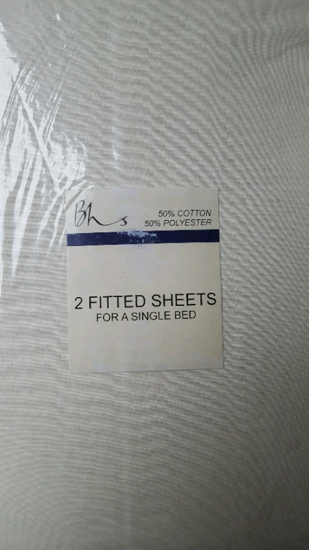Pair of Full Set Single Bed Sheets IVORY Cotton Mix NEW 