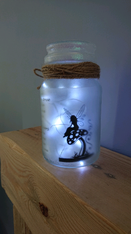 Personalised Handmade glass jars with lights. 