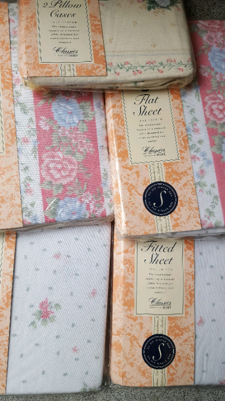 image for Pair of Full Set Single Bed Sheets NEW 100% Cotton BHS