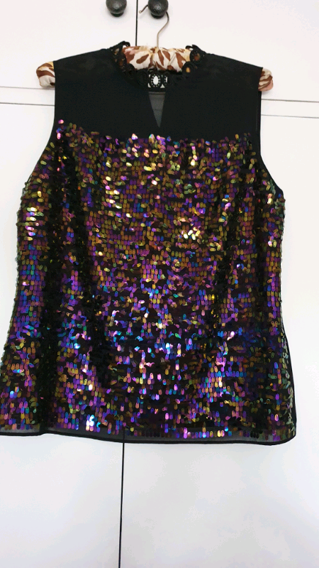 BLACK & SEQUIN EVENING TOP