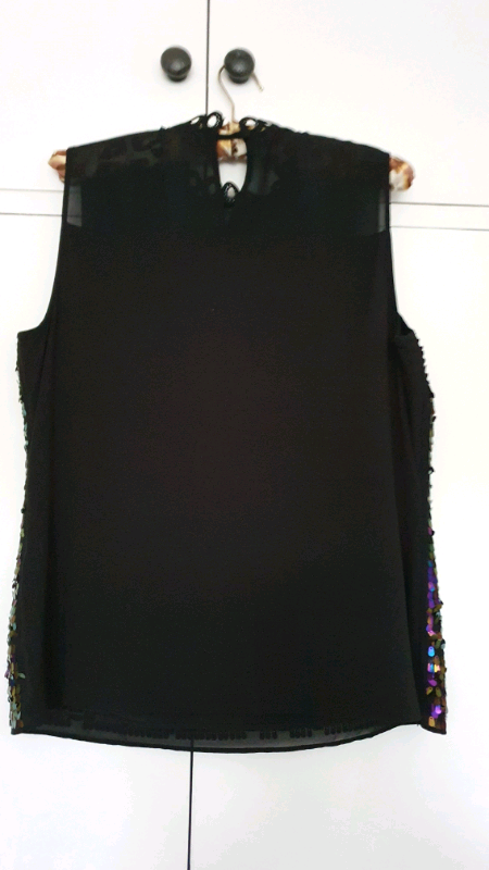 BLACK & SEQUIN EVENING TOP