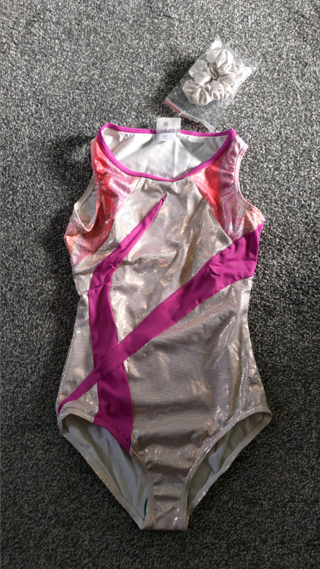image for New beautiful shiny Capezio Pink/White Leotard Girls 6-10 years old