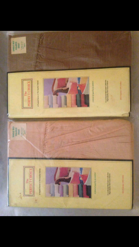 King size duvet set and 2 single valance sheets (brand new).