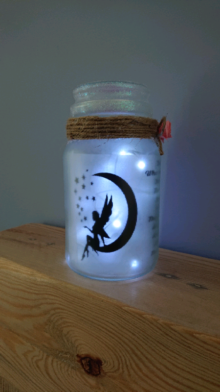 Personalised Handmade glass jars with lights. 
