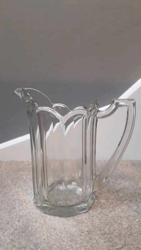 image for Art Deco heavy glass jug - excellent condition 