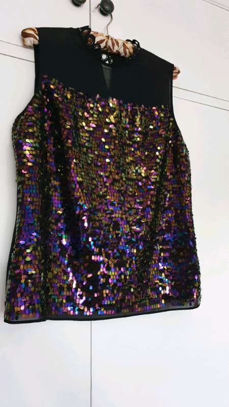 BLACK & SEQUIN EVENING TOP