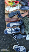 A large quantity of second hand shoes