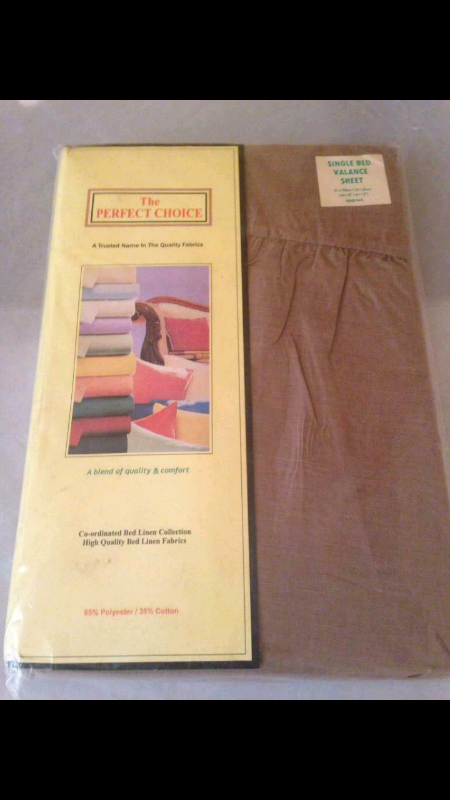 King size duvet set and 2 single valance sheets (brand new).