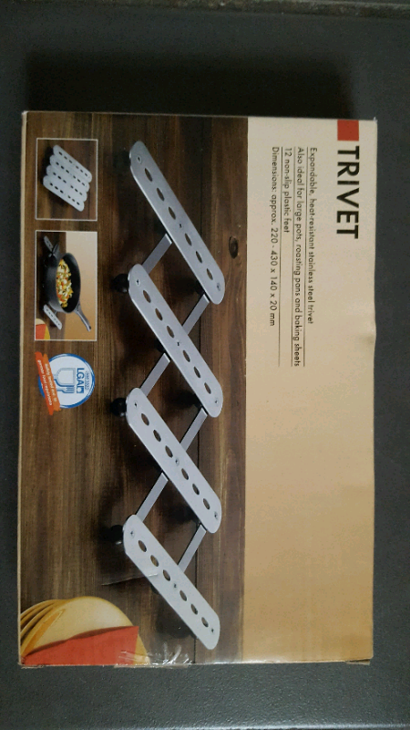 image for STAINLESS STEEL Expandable Trivet NEW in Box