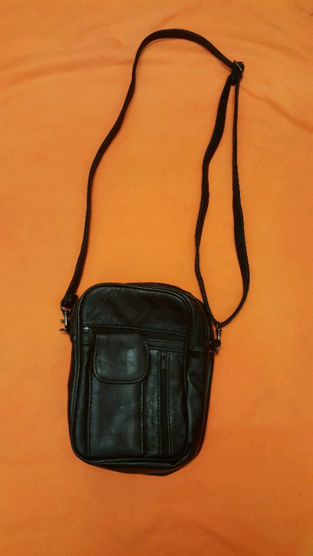 image for Leather pouch with 7 compartments and adjustable strap BRAND NEW.