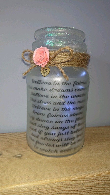 Personalised Handmade glass jars with lights. 