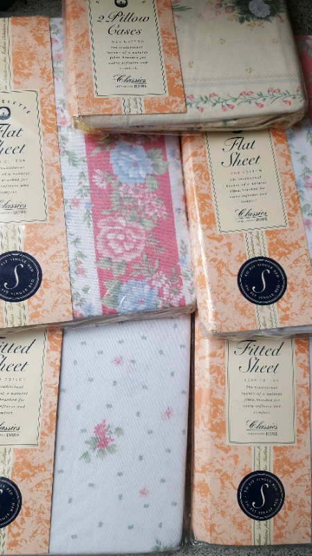 Pair of Full Set Single Bed Sheets NEW 100% Cotton BHS