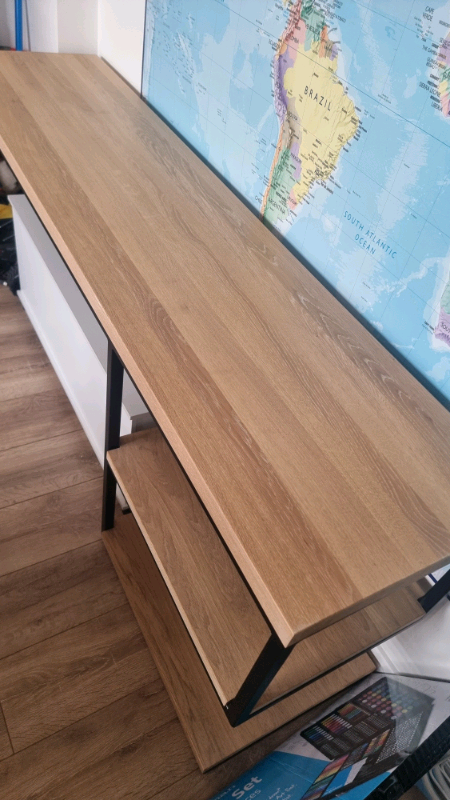 image for Long solid oak and metal desk