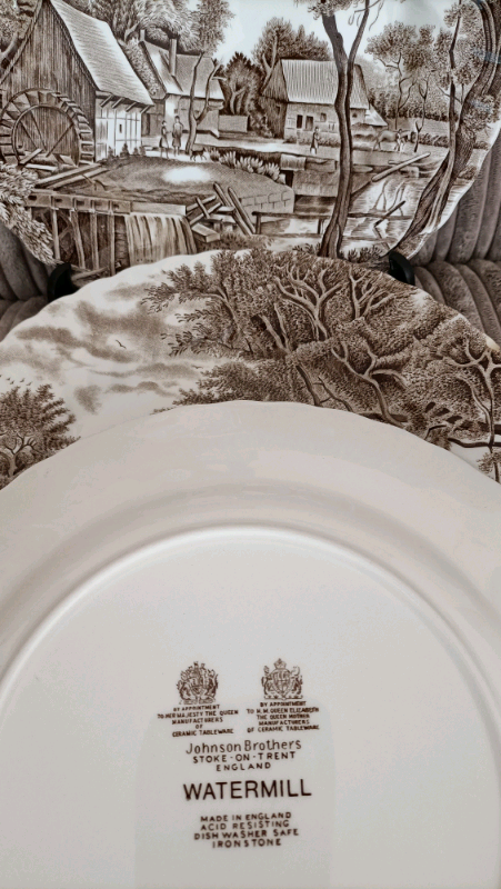 image for 4 vintage Johnson Brothers &quot;Watermill&quot; plates @£7 each