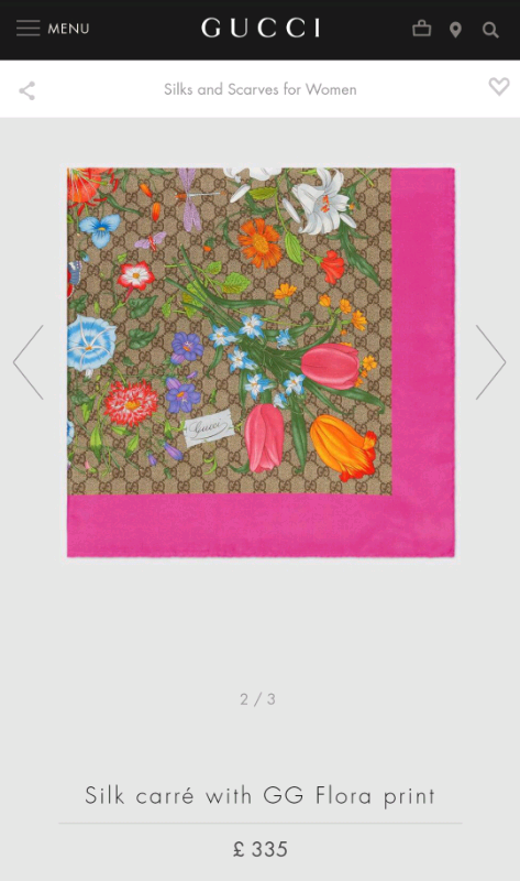 Genuine GUCCI Silk Scarf with GG Flora Print RRP £335