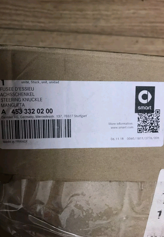 Smart Car W453 N/S/F Steering Knuckle A4533320200 Brand New