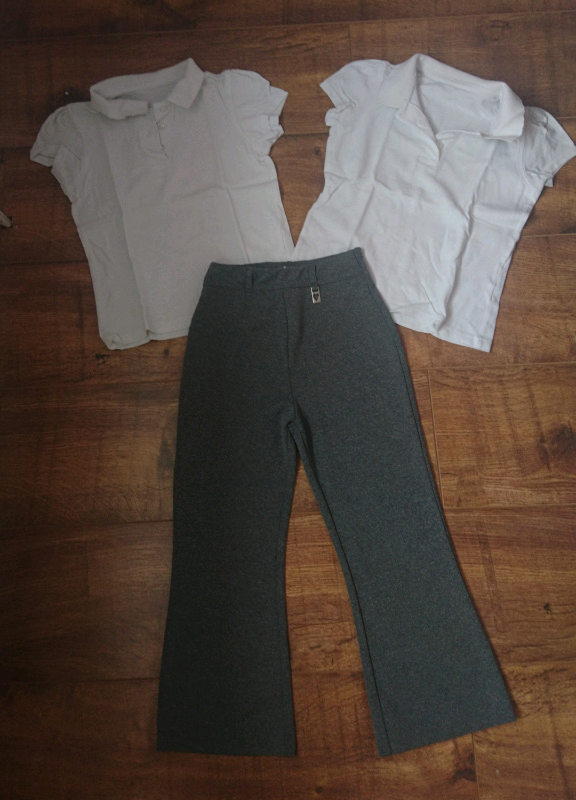 image for 2 x school polo shirts & trousers, size 5-6 years 