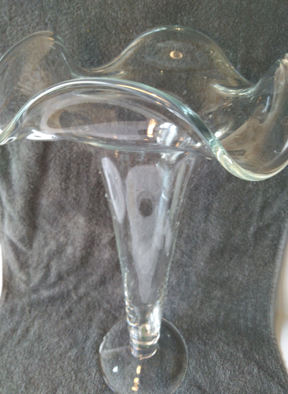 Tall Ruffled Edge glass vase 