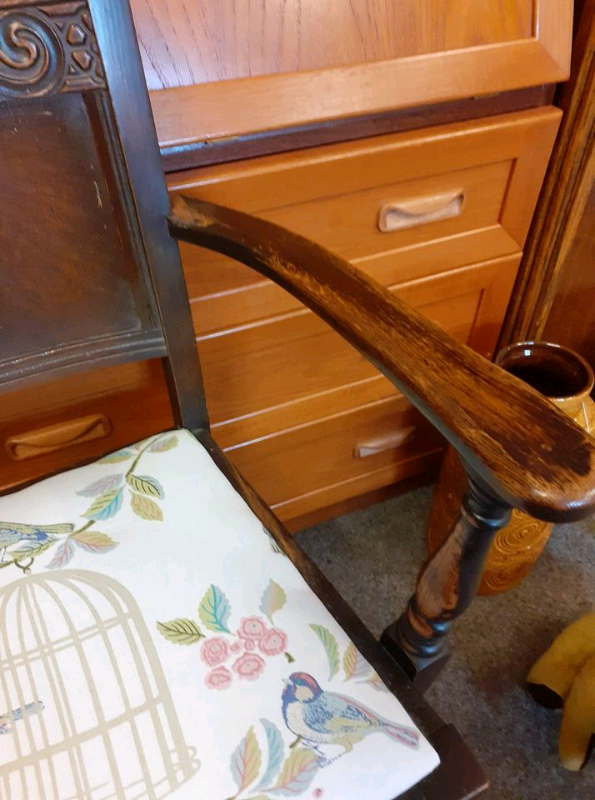 Antique small chair. Great patina to original colouring. Reupholstered
