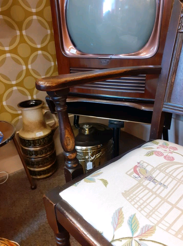 Antique small chair. Great patina to original colouring. Reupholstered