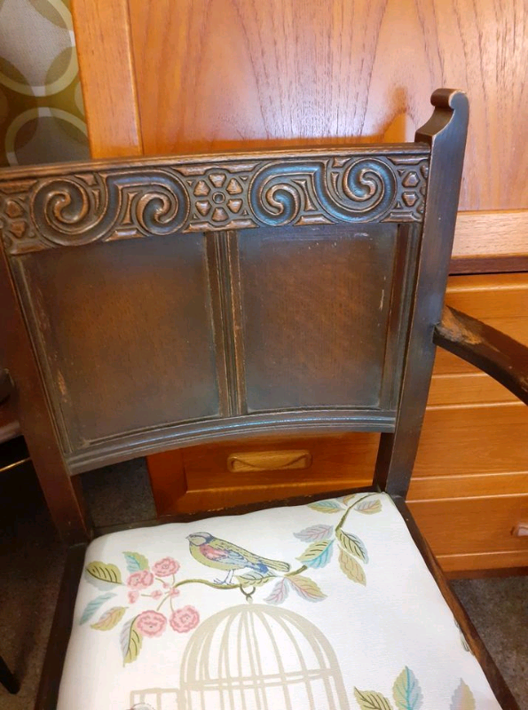 Antique small chair. Great patina to original colouring. Reupholstered