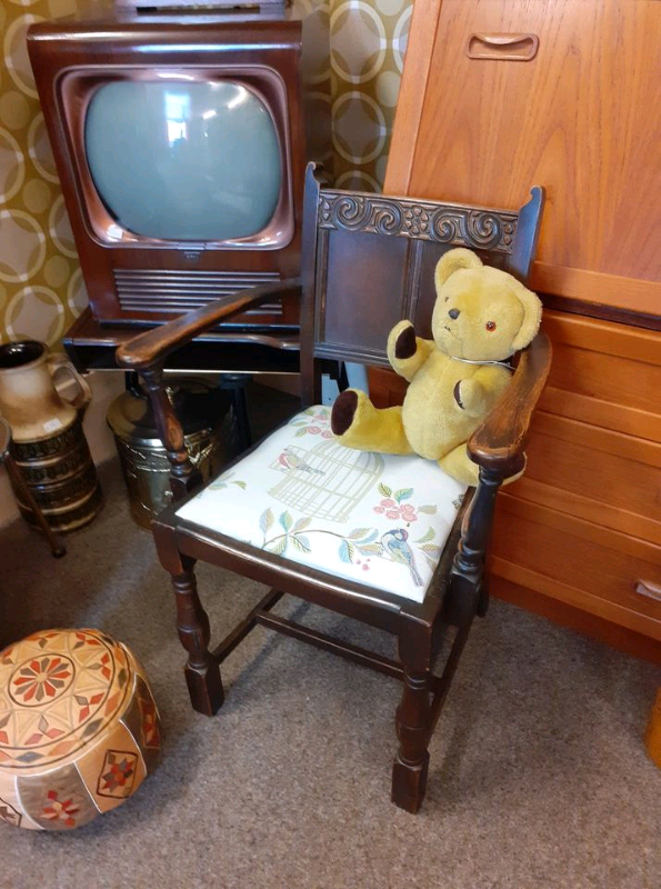 Antique small chair. Great patina to original colouring. Reupholstered