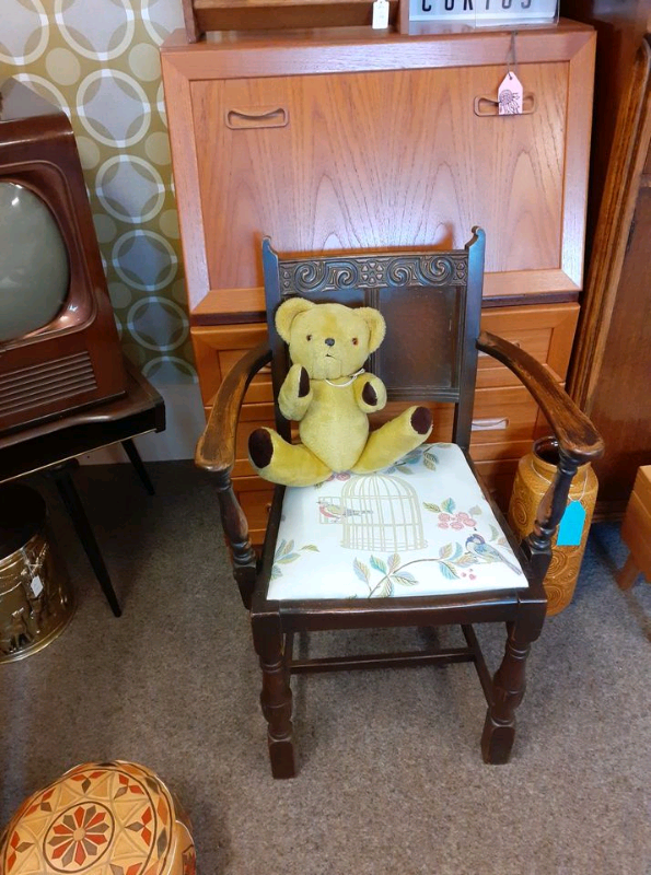 image for Antique small chair. Great patina to original colouring. Reupholstered