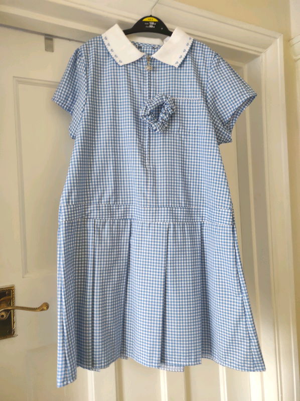 Girls school dress with scrunchie - for 8 year old 