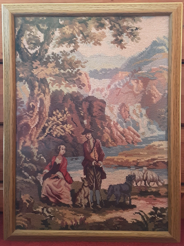 Framed embroidered hunting picture (Price O.N.O)