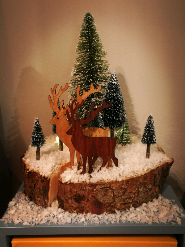 (AVAILABLE) Christmas decoration on a real tree log
