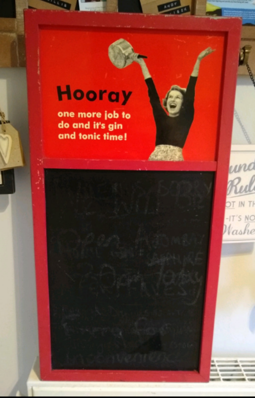 Large retro vintage 'gin and tonic' pub bar chalk message board