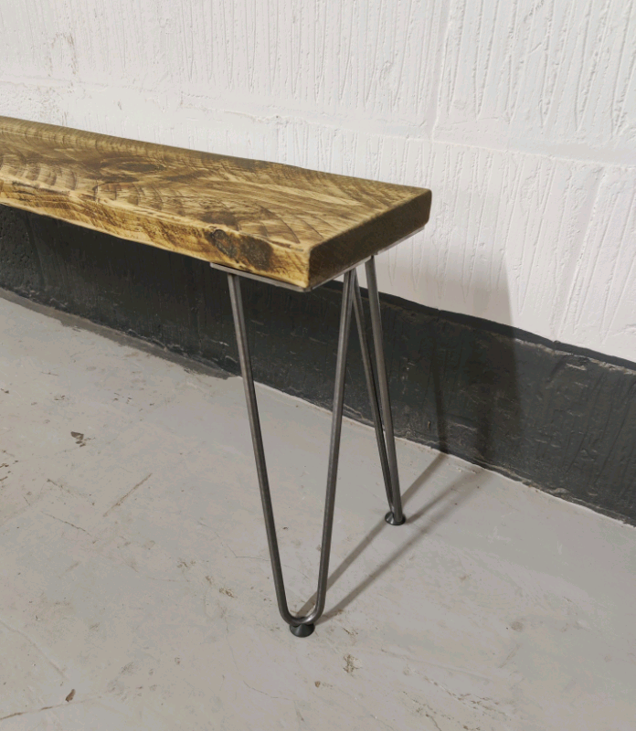 Rustic Bench, with Steel Hairpin Legs 