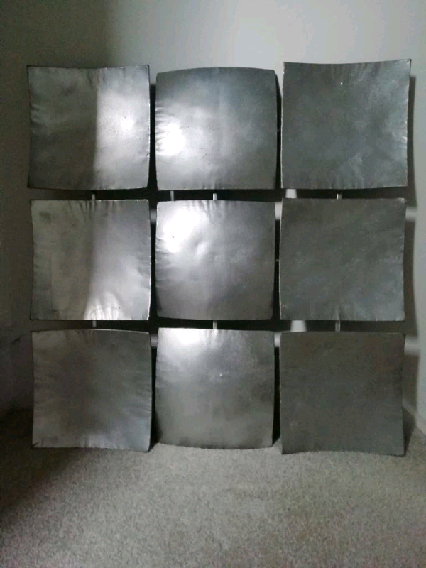 image for Silver square metal wall art feature, picture - upcycle, project
