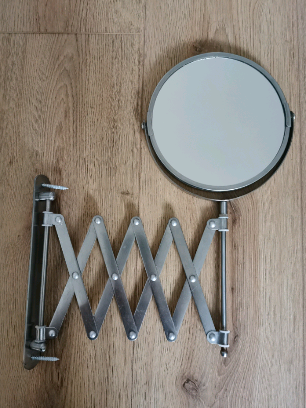 IKEA EXTENDABLE MIRROR MAGNIFYING FRACK STAINLESS STEEL ROUND WALL 